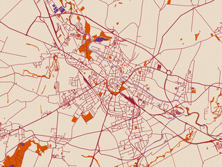 Obraz premium Opava street grid map, Czechia