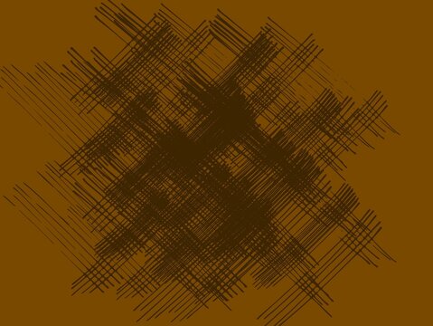 Abstract digital illustration featuring a dense, hand-drawn style crosshatch pattern of fine dark lines over a solid earth-toned brown background. 