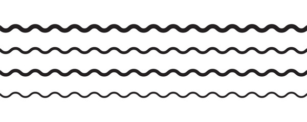 Wave line and wavy zigzag pattern lines. Vector black underlines, Geometric decoration element. smooth end squiggly horizontal, squiggles on white background. © edi