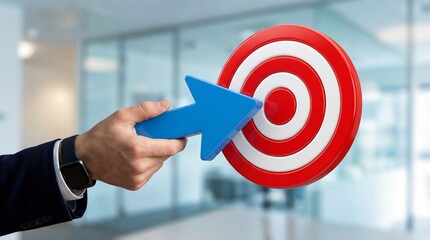 Successful goal targeting with arrow in bullseye business metaphor