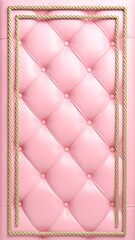 Naklejka premium Pink Diamond Tufted Upholstery with Rope Frame - A Luxurious and Elegant Design.