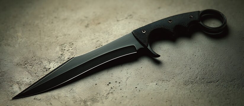 bladed knife strucyure background with stainless steel abstrat background with asbtract new art and black blade installed in it 
