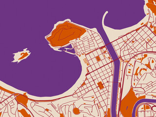 Obraz premium Urban planning style map of San Sebastian Centro, Spain