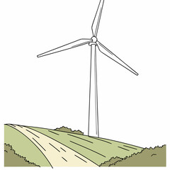 Wind turbine on hillside
