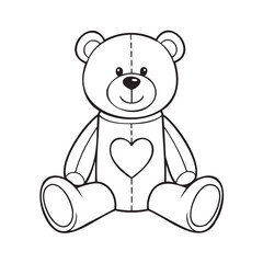 Fototapeta premium Cute cartoon teddy bear holding a heart shape isolated illustration