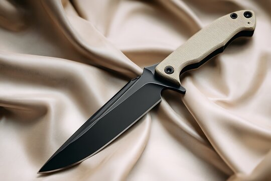 bladed knife strucyure background with stainless steel abstrat background with asbtract new art and black blade installed in it 
