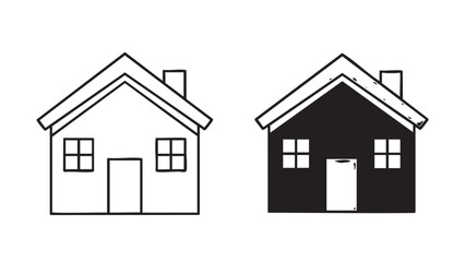 Simple two dimensional house illustration with transparent background