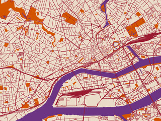 Obraz premium Urban cartographic illustration — Nantes Centre, France