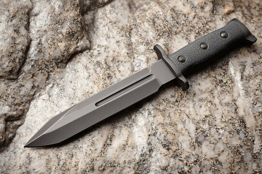 bladed knife strucyure background with stainless steel abstrat background with asbtract new art and black blade installed in it 

