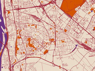 Obraz premium Urban planning style map of Venissieux, France
