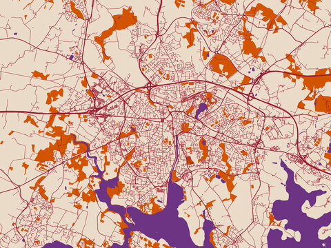 Graphic city map artwork of Vannes, France