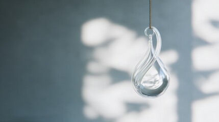 Elegant transparent glass ornament hanging against soft light background for decor inspiration
