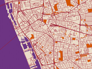 Obraz premium Cartographic city illustration of Liverpool Center, United Kingdom