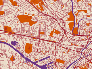 Obraz premium City layout poster — Salford, United Kingdom – terracotta and violet accents