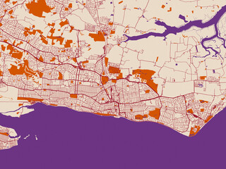 Fototapeta premium Urban cartographic illustration — Southend-on-Sea, United Kingdom