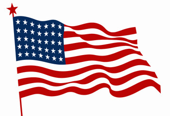 Wave of Symbolic Stars and Stripes Representing Freedom and Patriotism on a Lone Star Flagpole in the Breeze