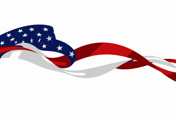 Patriotic Ribbon Design Featuring Flowing Red, White, and Blue Stripes with Stars Representing American Heritage and National Pride