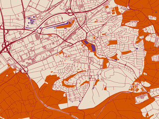Fototapeta premium Cartographic city illustration of Boblingen, Germany