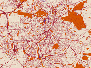 Fototapeta premium Urban planning style map of Chemnitz, Germany