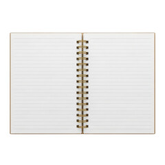 Blank notebook with spiral binding isolated on transparent background