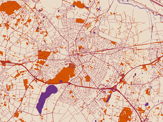 Obraz premium Simplified city layout of Delmenhorst, Germany