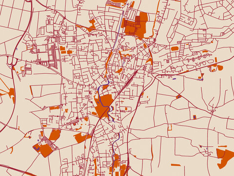 Cartographic city illustration of Erding, Germany