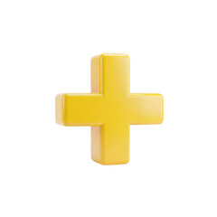 Obraz premium Bright yellow plus sign isolated on transparent background