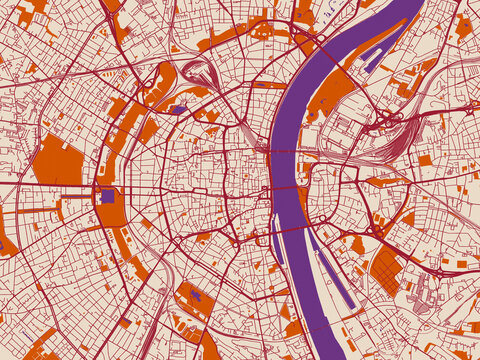 Urban grid map of Koln, Germany