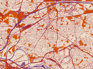 Obraz premium Street network map of Oberhausen, Germany