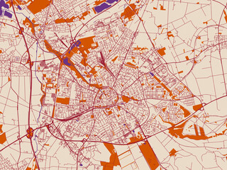Obraz premium Paderborn, Germany – city map