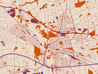 Obraz premium City layout poster — Peine, Germany – muted violet water and terracotta