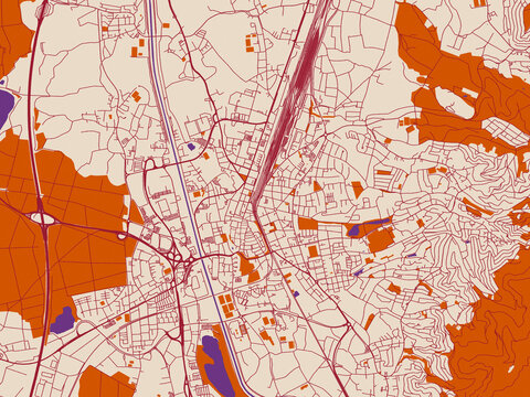 Street map of Offenburg, Germany