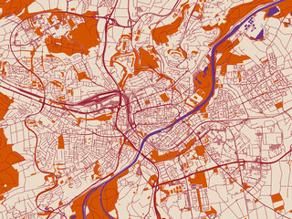 Obraz premium Street network map of Ulm, Germany
