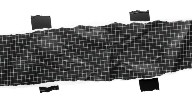 Ripped graph paper texture with adhesive tape isolated on transparent background - Powered by Adobe
