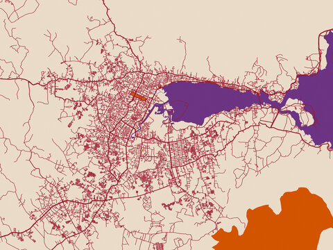 Graphic city map artwork of Kendari, Indonesia