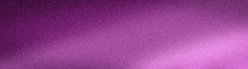 Fototapeta premium Wide abstract grainy background with a deep purple, magenta, and plum gradient. Features a soft light blur and textured noise, ideal for banners and wallpapers