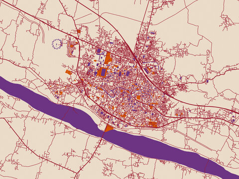 Clean urban street map of Barddhaman, India