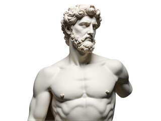 Obraz premium A statue of a man with a long beard, typically found in an ancient or historical setting. transparent background