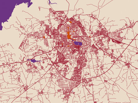 Geographic city layout of Jamnagar, India