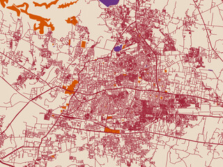 Clean urban street map of Sambhaji Nagar, India