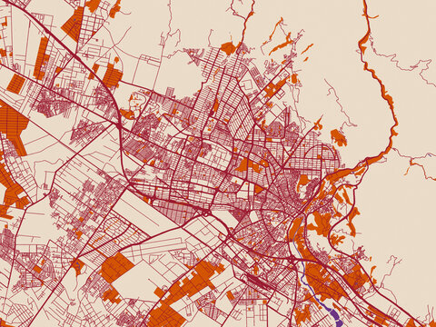 City cartography of Karaj, Iran