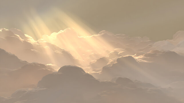 Sun rays shining through clouds at sunrise