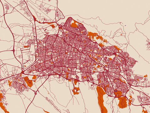 City map poster &mdash; Tabriz, Iran