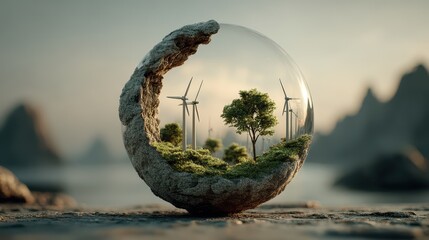 World environment day promotes circular economy and renewable energy in nature scene