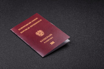 Obraz premium Austria passport, visa for international travel and vacation. Austrian passport