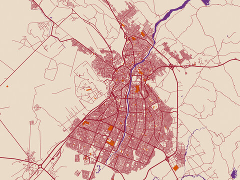 City grid layout map &mdash; Kirkuk, Iraq