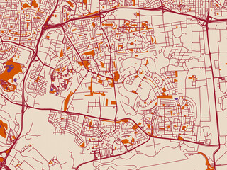 Fototapeta premium Minimal street plan of Kiryat Ono, Israel