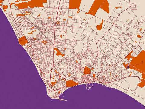 Urban planning style map of Anzio, Italy
