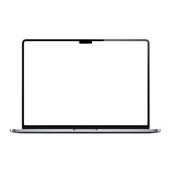 Modern laptop with large screen isolated on transparent background