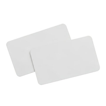 Two blank white cards isolated on transparent background